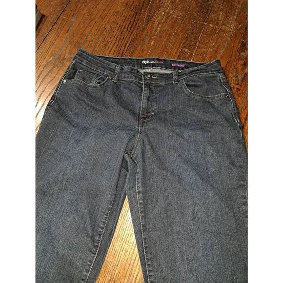 Size 12 Style & Co Denim Blue Jeans Casual Pants with Embellished Pockets - Picture 3 of 5